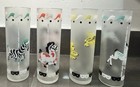 Set Of Round 4 Vintage Libbey Bar Cocktail Glasses Carousel Animals Merry Go