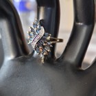 10 K Gold  Blue  Sapphire Marquise  Clusterw dia Acc  Cocktail Ring  Size 9 25