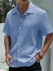 Men s Solid Color Short Sleeve Shirt Fashion Casual Button Lapel Tops Clothing