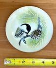 Vintage Norman Brumm Enamel On Copper Plate Chickadee Pinecone 5  Signed Studio