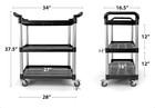 Commercial 3-shelf Rolling Service Utility Cart   Capacity 390 Lbs    37  X 33 
