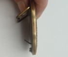 Vintage Belt Buckle Stone Center Black Brass 