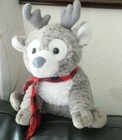 Gund Gray Reindeer Stuffed Plush Antlers W scarf 13 