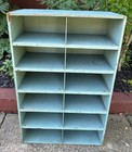 Antique Vintage Industrial Painted Wood Mail Sorter Parts Cabinet Cubbyhole 36 h
