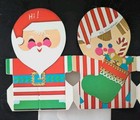 Vintage Christmas Greeting Card Paper Doll Chain  Santa Snowman Boy Girl Nos
