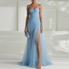 Women Evening Dresses Sweetheart Strapless High Slit Prom Party Gowns Customized