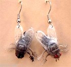 Funky House Fly Flies Earrings Funny Weird Fishing Camping Garden Bug Insect Gag