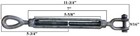 Turnbuckle 6 Pcs 3 8  X 6  Eye jaw For Wire Rope Cable Batting Cages 1200lb W l 