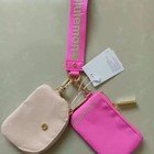 Lululemon Dual Pouch Wristlet Keychain Wallet Pink Logo Light Pink