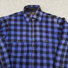 Vintage Johnson Woolen Mills Blue Black Plaid Jacket Shirt Wool Small medium   