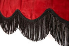 Red Plush Velvet With Black Fringes Dutch Style Curtain Front Window For Trucks