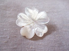 Hand-carved Lg White High Luster Mother Of Pearl Tropical Flower Button 32mm