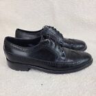 Florsheim Shoes Mens 8 Black Wingtip Oxford Leather Varsity 20819 Vtg 80s