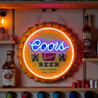 16   Coors Light Banquet Beer Bottle Cap Led Neon Sign With Dimmer Usb Powered