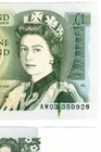 1984 Great Britain Bank Of England P377b 1 Pound Banknote Error Ink Smear