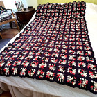 Vtg Granny Square Crochet Throw Blanket Afghan 40x76 Handmade Purple White Pink