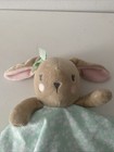 Modern Baby Snuggle Blankie Lovey Security Blanket Green White Bunny Teether