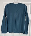 Athleta Girl Top Size L 12 Green blue Long Sleeve Pleat On Back Thumbholes