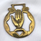 Brass Horse Medallion Vintage English Hamza Hand Power Protection Parade Harness