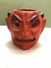 Halloween Paper Mache Pulp Devil Lantern Wire Handle vellum Paper Face Insert