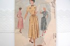 1940s Vintage Sewing Pattern Mccall 7730 Midi Tea Length Dress Winged Cuffs