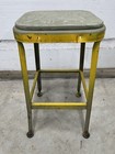 Vintage Lyon Industrial Stool Yellow Paint Metal Distressed 14 x14 x30    York Pa