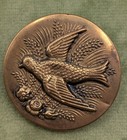 Antique Victorian Brass Button Bird With Flowers Wheat  Grain  Shank Button