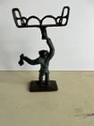 Vintage Cast Iron Bell Hop Monkey Business Card Holder