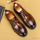 Retro Brogues Men s Real Leather Business Wing Tip Lace Up Casual Shoes Dress