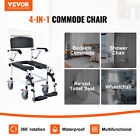 Vevor Shower Commode Wheelchair With 4 Lockable Wheels Footrests Flip-up Arms