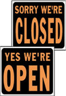 Sp-113 Open closed Reversible Jumbo Plastic Sign  15  X 19   Orange black