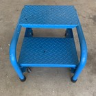 Wire Fab 2 Step Rolling Ladder Heavy Duty Steel Warehouse Shop Office 16x20x14