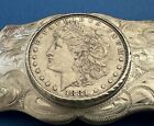Spectacular Old Western Sterling Silver 1881-s Morgan Silver Dollar Belt Buckle
