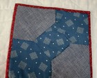 Vintage Antique Patchwork Quilt Small Table Topper  Early Calicos  Bow Tie  Blue