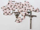 Vintage Catholic Rosary Pink Acrylic Beads Silver Crucifix Mother Mary Italy