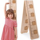 Wooden Growth Chart For Wall - Foldable Height Chart For Kids With Picture 
