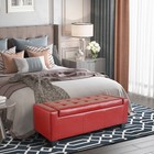50 5  Faux Leather Tufted Storage Ottoman