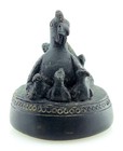 Antique Burmese Hand Chiseled Bronze Opium Weight     Hen With Chicks 470 Grams