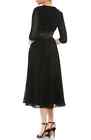 Mac Duggal Black Metallic Pleated A-line Midi Cocktail Dress Sz 12  498