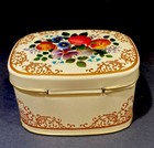 Vtg Trinket Tin Box By Daher Co Lidded Floral 1960   s 2 5x4x3    England 