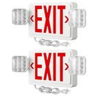 2 Pack Red Exit Signs With Emergency Lights  4ft Cord  Safety Lighting Solution