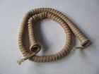 Vtg Old Beige Curly Telephone Phone Receiver Handset Handpiece Cable Coil Cord