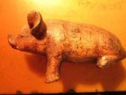 Vintage Cast Iron Pig Piglet Brown Doorstop Heavy