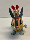 Vintage 1950  Bunny Rabbit Mechanical Wind Up Hopping  Tin Litho Toy Video Works