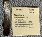 India - Ancient Gandhara  Punchmarked  Ca  450-300 Bc  Ar Shatamana  11 14g 