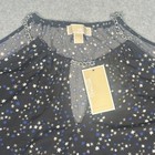 Michael Kors Women s Blouse Size 1x Silver Chain Collar Wrap Black Stars Top Nwt