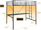 Full Size Metal Loft Bunk Bed Frame For Kids Teens Adults With Desk Underneath 2