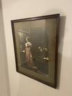 1898 Antique Lithography Print  Victorian Lady  Vintage Wood Frame And Glass