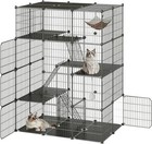Large Cat Cage  4-tier Cat Enclosures Indoor  Diy Cat Kennel Detachable Metal 