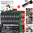 Socket Wrench Set 1 4  Drive Ratchet Metric Repair Tool Kit Us